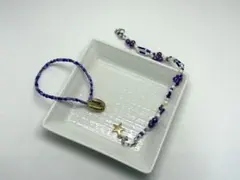 濃パープルビーズアクセサリー(3点セット)