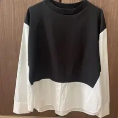 ZARA BASIC バイカラー 長袖 シャツ ブラウスのサムネイル