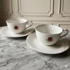 【美品】ノリタケ アンサンブルホワイト カップ＆ソーサー 2客セット 9640
