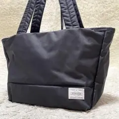 【美品】PORTER トートバッグ　ランチバッグ　ナイロン　黒　白ロゴ