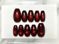 『サイズ変更可』　ネイルチップ　マグネット　レッド　ワンカラー