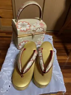 【ジャンク・リメイク用】和装フォーマルバッグ＆草履セット ※劣化あり