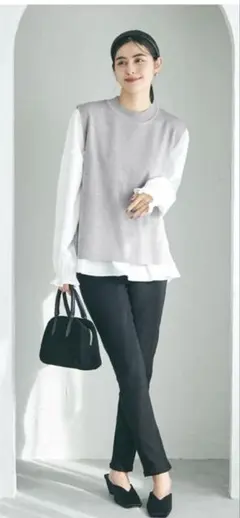 【coca】コカ ニット ベスト セット 春 ペプラム ブラウス　グレー