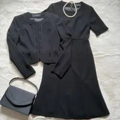 東京ソワール×AOKI 7号 冠婚葬祭 ノーカラー ペプラムジャケット 礼服喪服