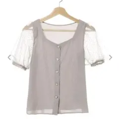 INGNI 袖オーガンジースクエアネック／デザインブラウス