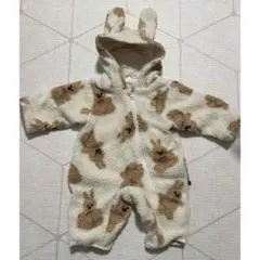 美品！futafutaうさぎボアロンパース70cm