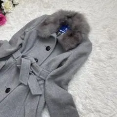 【極美品】バーバリー アンゴラ ロングコート 大きいサイズ フォックスファー