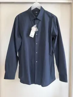 UNIQLO ネイビー 長袖シャツ ストレッチスリムフィット　L