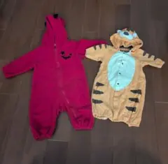 【ハロウィン用コスプレ】赤い悪魔とトラのロンパース2枚セット