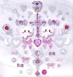 ネイルパーツ まとめ売り かわいい ピンク キラキラ リボン パール 186