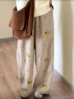 公式完売 FRIFUL 春 レディース 刺繍入り ストレートレッグ パンツ