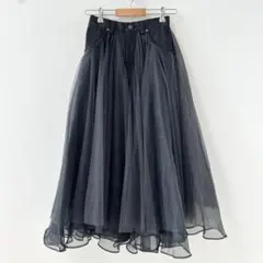 2025SS✨OBLI オブリ　デニムチュールスカート　ブラック　黒　1