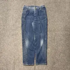 00s vintage デニム パンツ 刺繍 ワイド ギミック グランジ y2k