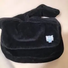 トムとジェリーフワフワ黒トートバッグ キャラクター刺繍付き