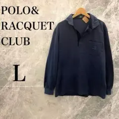 POLO&RACQUET CLUB メンズ L ネイビー 長袖 ポロシャツ ロゴのサムネイル
