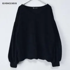 エルベンスドゥ 長袖ニット Vネック ネイビー 38 M ふんわり袖 レーヨン混のサムネイル