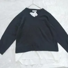 ヒナスタイル ニット セーター レイヤード リボン 重ね着 白 黒 3L 新品