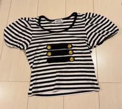 SPINNS ナポレオンボタン 半袖Tシャツ ボーダー 韓国ガーリー Y2Kのサムネイル