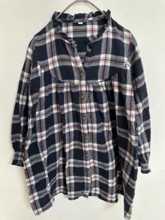 美品！　チェック柄長袖シャツ 130 チュニック　ワンピース