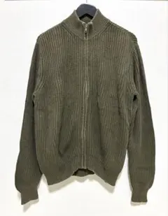 90s L.L.Bean コットン ドライバーズニット フルジップ オリーブ M