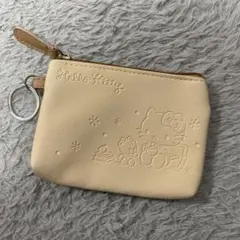 Hello Kitty パスケース ベージュ　コインケース　型押し　サンリオ