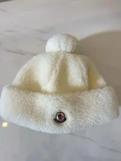 MONCLER アイボリー キッズニット帽 ファー付きポンポン - メルカリ