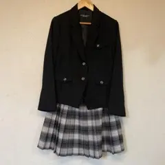 ミチコロンドン セットアップ 150 ブラック×チェック柄 卒業式 冠婚葬祭