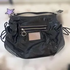 COACH Poppy Leather Shoulder Bag Black