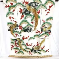 6k982 色打掛 正絹 袷 花嫁衣裳 鶴 刺繍 青 赤 金色 白 黒 柄物 - メルカリ