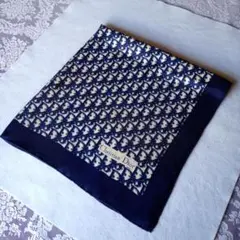 Dior ディオール　トロッター柄　シルク 大判スカーフ　ネイビー難あり