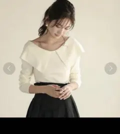 セゾンドパピヨン レディース　ビッグカラー ニット　セーター　L ホワイト