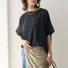 Elura サラサラリラクシーTブラウス Tシャツ 接触冷感 ネイビー エルーラのサムネイル