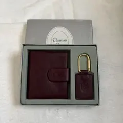 極上レザー クリスチャンディオール オールド 二つ折り財布 キーチャーム レザー