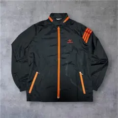 80s adidas デサント製 ナイロンジャケット 黒橙