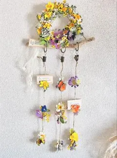 春流木と花畑のガーランド＆リースのセット❤️インテリア・ハンドメイド