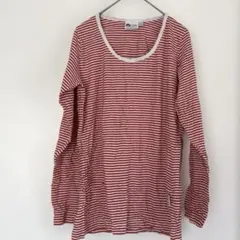 CLINIC DRESS 赤白ストライプ 長袖Tシャツ【 M】