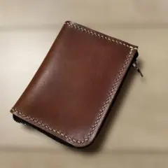 特価·☆エルバマット(ダークブラウン)☆ハンドメイド☆コンパクトウォレト·L字
