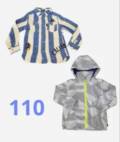 アウター　2点セット　Disney ストライプ柄シャツ&幾何学模様 サイズ110のサムネイル