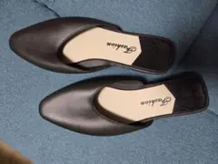 新品　24.0 ブラック ポインテッドトゥ ミュール