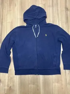 ラルフローレン 鹿の子 ジップアップパーカー 2XL ネイビー 刺繍