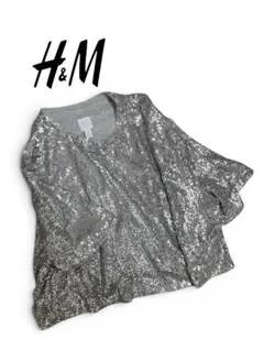 H&M スパンコール 半袖Tシャツ シルバー XLのサムネイル