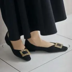 FENNEL ポインティッドトゥスクエアバックルニットパンプスのサムネイル