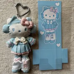 新品　ハローキティ　ぬいぐるみキーホルダー　ブルー　ピンク　リボン　チャーム　①
