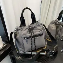 ショルダーバッグ 2way 斜めがけ ハンドバッグ ドロスト グレー 新品