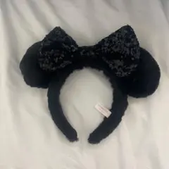 ディズニー ミニー ブラックスパンコールリボンカチューシャ