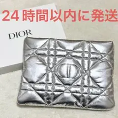 新品☆Dior ディオール ポーチ シルバー カナージュ クラッチバッグ 銀色
