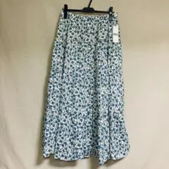 新品　GU ジーユー　ティアードフレアロングスカート　フラワー