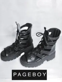 BF SALE⭐️PAGEBOY ブラックストラップハイカットブーツ
