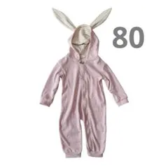 ❣️即日発送❣️ウサ耳ロンパース　80 ベビー着ぐるみ　ピンク　長袖