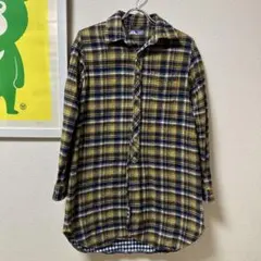 BEAMS HEART 長袖シャツ イエロー・ネイビー